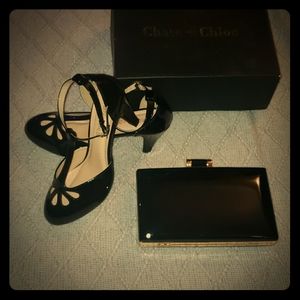 Super cute patent look t-strap heels